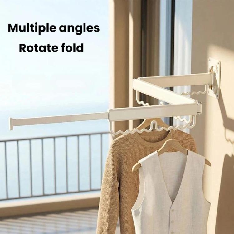 Wall-mounted folding clothes drying rack with rotating bars for multiple garments