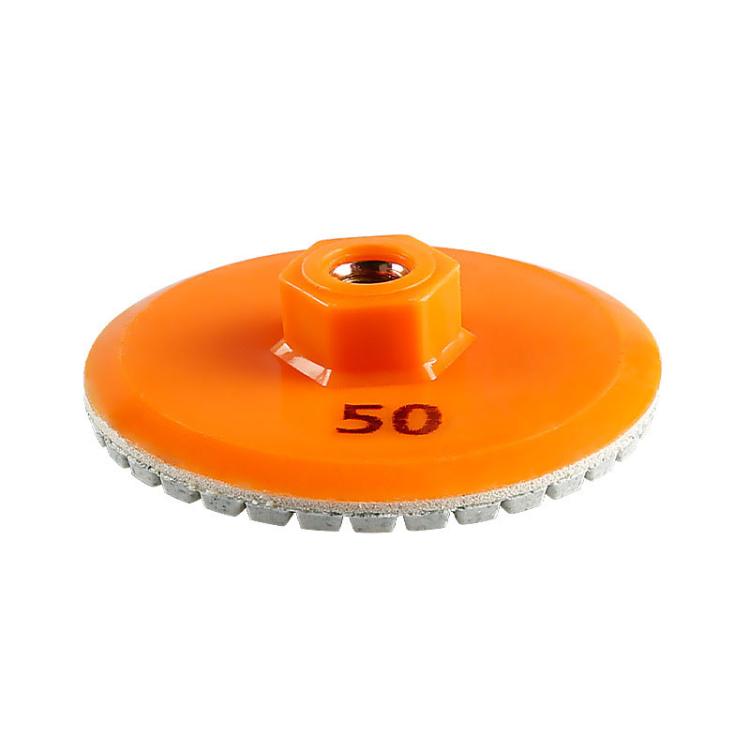 Orange one-piece diamond grinding disc, grit 50, for tile edge grinding