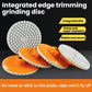 Set of one-piece diamond edge grinding discs with orange housings and diamond pads