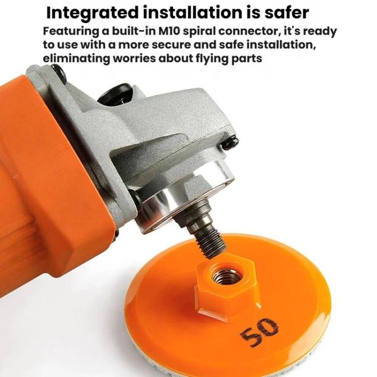 Orange diamond dry grinding disc for tile edges, grit 50, M10 connector
