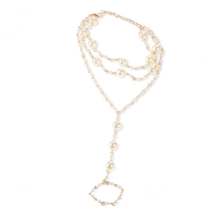 Simple Multi-Layer Pearl Anklet for Beachwear