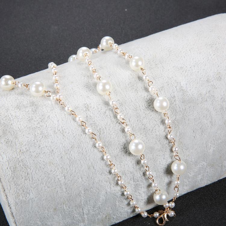 Simple Multi-Layer Pearl Anklet for Beachwear
