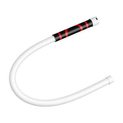 Flexible silicone LED light strip flashlight with white curved tube and black/red body