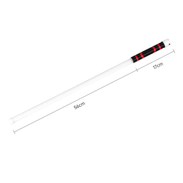 Flexible silicone LED light strip flashlight shown straight, white tube with length markings