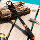 Heavy-duty fish gripper lure pliers with black shaft and orange aluminum coupler, metal jaws.