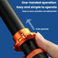 Heavy-duty fish gripper lure pliers close-up: orange locking ring on black handle.