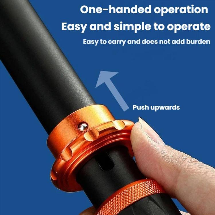 Heavy-duty fish gripper lure pliers close-up: orange locking ring on black handle.