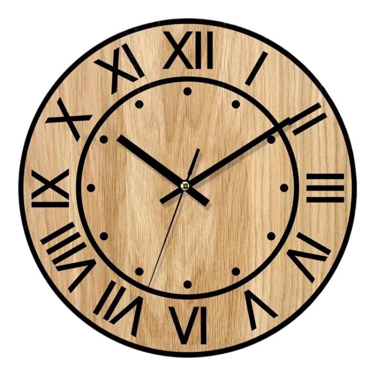 Wooden Round Analog-Digital Wall Clock 3D Decorative Home Wall Clock, 30cm, 34cm