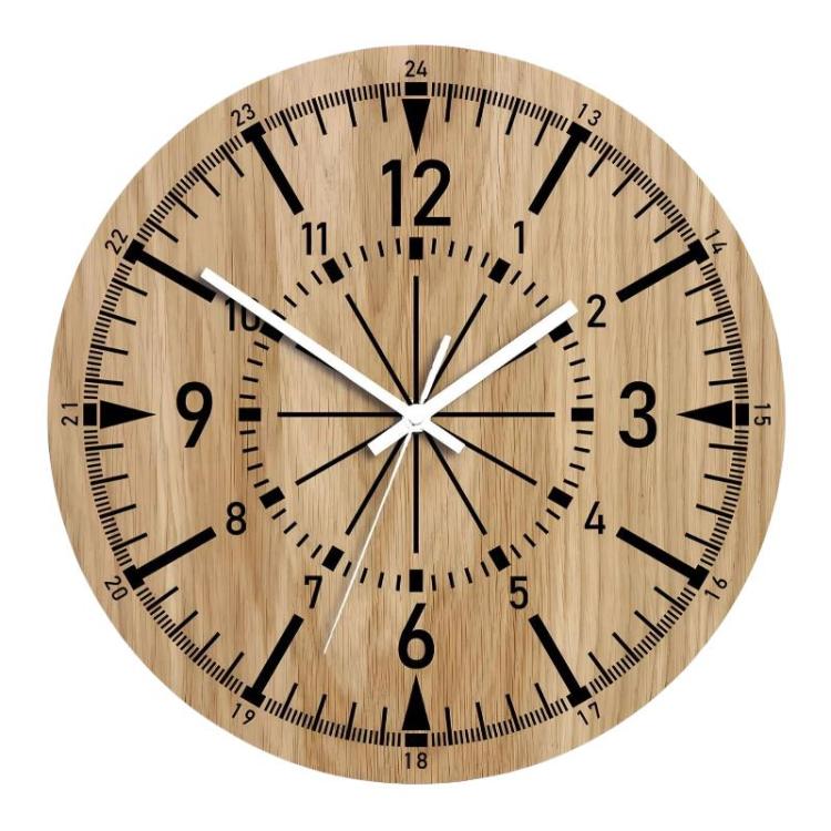 Wooden Round Analog-Digital Wall Clock 3D Decorative Home Wall Clock, 30cm, 34cm