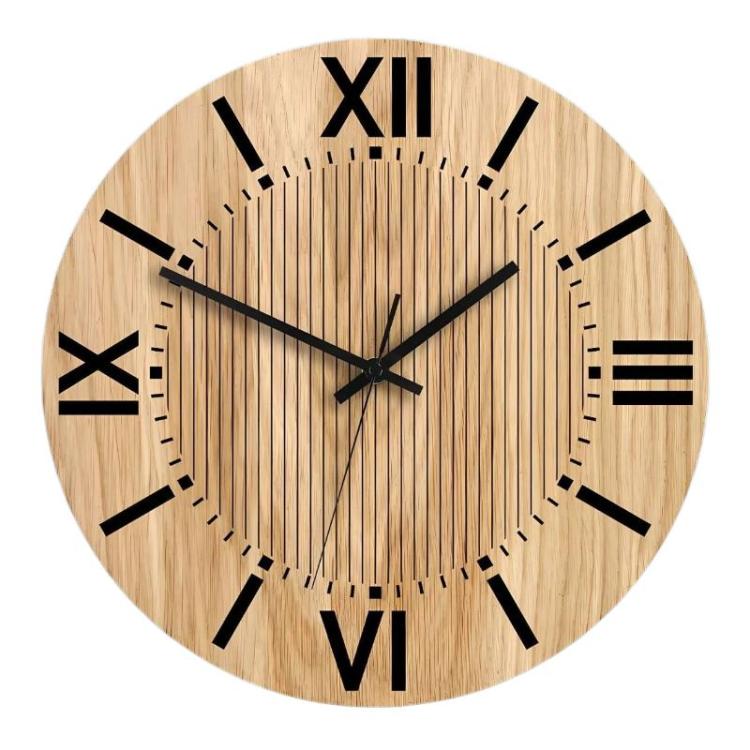 Wooden Round Analog-Digital Wall Clock 3D Decorative Home Wall Clock, 30cm, 34cm