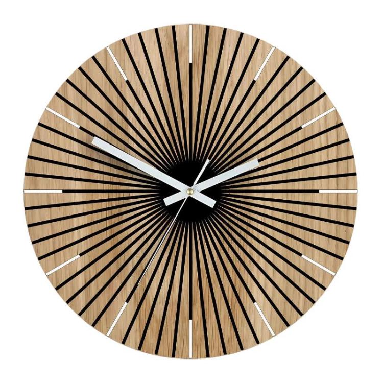 Wooden Round Analog-Digital Wall Clock 3D Decorative Home Wall Clock, 30cm, 34cm