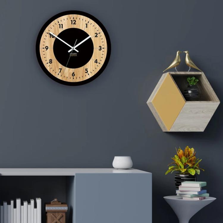 Wooden Round Analog-Digital Wall Clock 3D Decorative Home Wall Clock, 30cm, 34cm