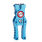 Fishing line cutter with blue handle and red circular cutting blade