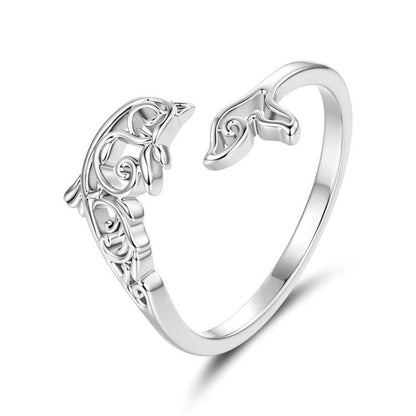 Copper Plated With White Gold Adjustable Ocean Life Opening Ring, YIR302-E, YIR303-E, YIR304-E