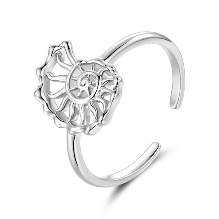 Copper Plated With White Gold Adjustable Ocean Life Opening Ring, YIR302-E, YIR303-E, YIR304-E