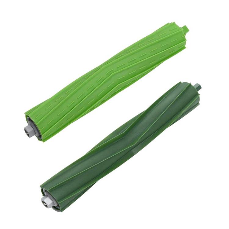 Pair of main roller brushes, bright green and dark green, for robot vacuums