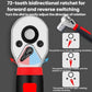 1/4 inch ratchet wrench head with dial and red handle, showing forward and reverse control