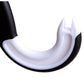 Curved white opener jaw with black handle tip for gripping can rims