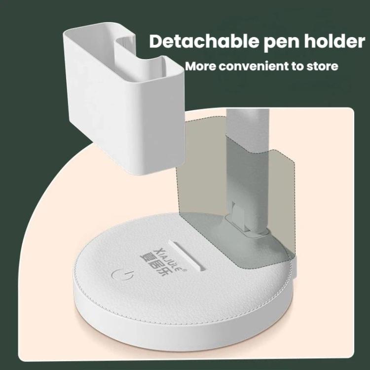 White LED desk lamp with detachable pen holder on round base