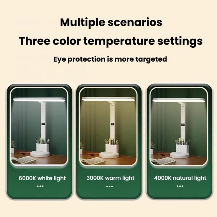 Xiajule desk lamp with rectangular LED light bar and digital clock display
