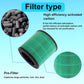 Antimicrobial HEPA filter cartridge, green pleated cylinder with black mounting ring