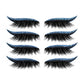 Blue glitter false eyelashes with black lash bands; four pairs with curved eyeliner strips