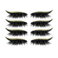 Gold glitter false eyelashes with black lash bands; four pairs with curved eyeliner strips
