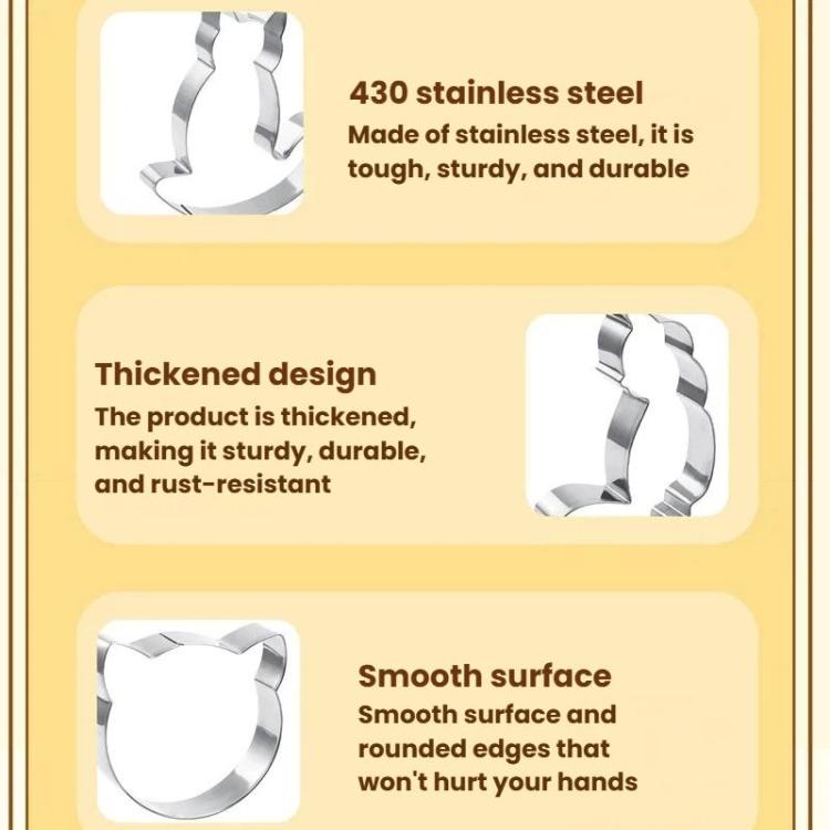 Stainless steel cat cookie mold close-up showing metal cutter shape and edges
