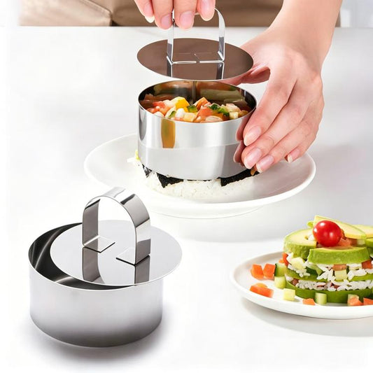 Stainless Steel Mousse Ring Pudding Mold Cake Baking Mold With Press Plate, LsCook Round