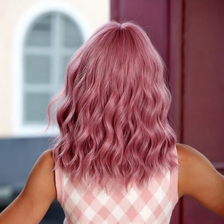 High-Temperature Synthetic Fiber Bangs Shoulder-Length Short Curly Wig