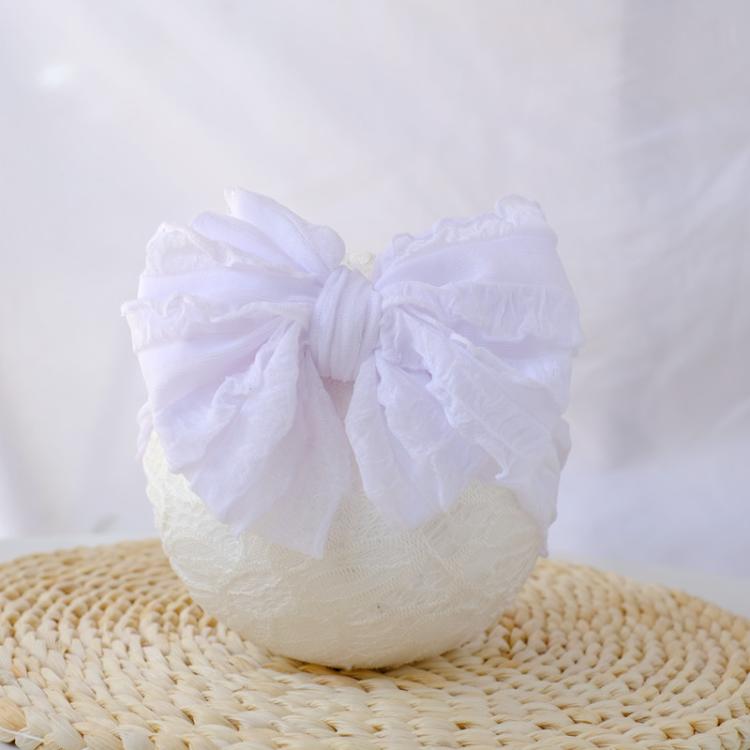 Children Wide Lace Bow Headband Soft Lace Baby Headpiece