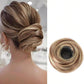 Messy bun hair claw clip extension, taupe brown synthetic chignon bun hair piece