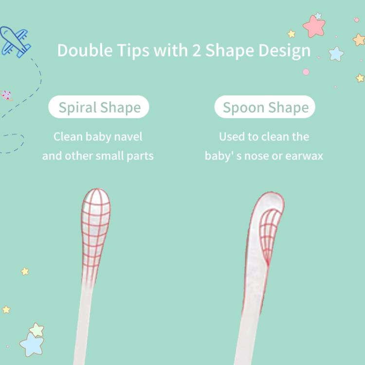 Dual-ended cotton swabs with spiral and spoon-shaped tips on paper sticks