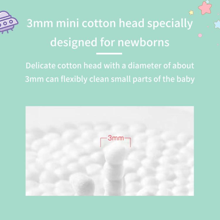 Mini 3mm cotton head on white paper stick swab, close-up