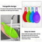 Hanging kitchen mats set in red, green, blue, and purple leaf shapes