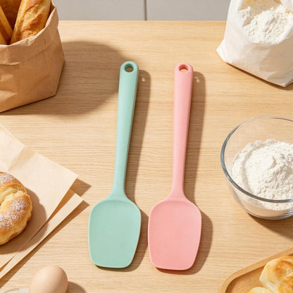 Food-grade silicone spatula set with mint and pink T-head for spreading and scraping