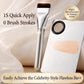 Foundation brush with ring palette and makeup sponge puff for mixing and applying