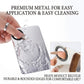 Metal makeup mixing spatula and palette with rounded edges for easy cleaning