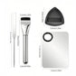 Makeup mixing tool set with brush, spatula, palette, ring, and puff with size chart