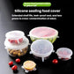Clear round silicone sealing food covers, 6-piece set with snap-on side tabs