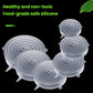 Gray round silicone food storage lids, 6-piece set with concentric seal ridges