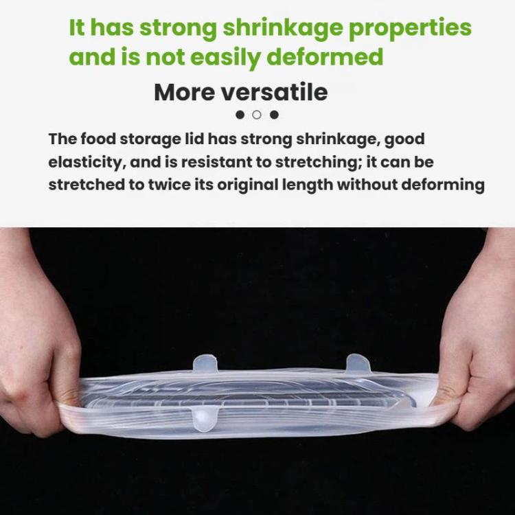 Clear silicone food storage lid, stretched over a bowl with snap-on tabs