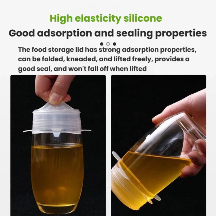 Clear elastic silicone food storage lid covers, designed to seal containers