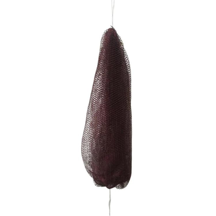 Long nylon drawstring bath towel, dark brown exfoliating mesh