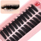 Curled black eyelash cluster strips with mixed lengths on pink tray