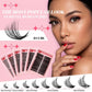Eyelash extension kit with D-curl lash trays and curled false-lash samples