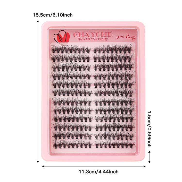 Pink eyelash extension tray with multiple D-curl cluster lash rows