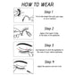 False eyelash set with a how-to application diagram showing trim and glue steps