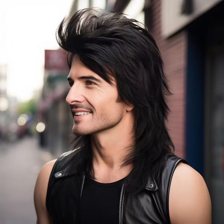 Men Side-Parted Short Hairstyle Heat-Resistant Fiber Wig
