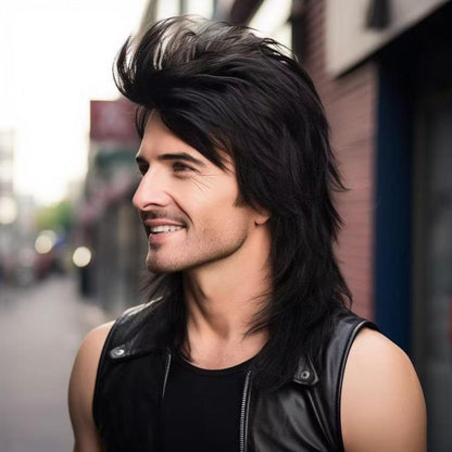 Men Side-Parted Short Hairstyle Heat-Resistant Fiber Wig